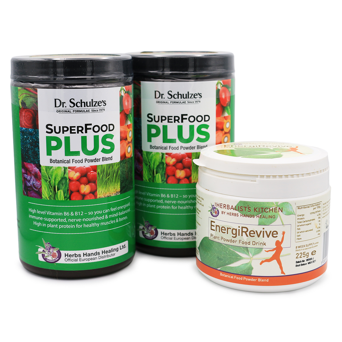 2 x Dr Schulze's Superfood Plus + 1 Energirevive by Herbs Hands Healing
